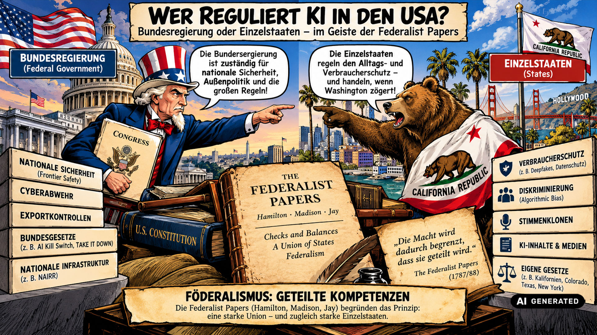Wer reguliert KI in den USA? Das Spannungsfeld zwischen Bundesstaaten und Bundesebene |  Die Federalist Papers