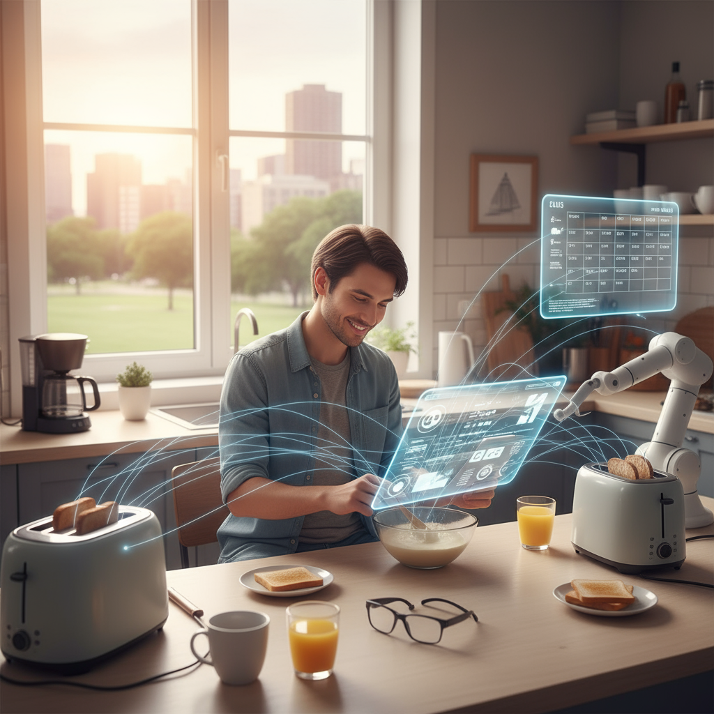 Bitte zu diesem Text eine Grafik im Format 16:9 erstellen Agentische KI: Der Hebel für Einzelhandel, Gastronomie und Handwerk Der tägliche Umgang mit KI ist der neue Wettbewerbsvorteil, aber reines Prompting reicht nicht mehr. Die wahre Transformation liegt in der Agentischen KI.