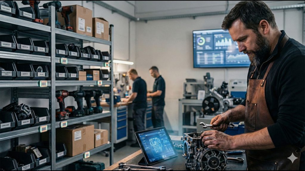 Einsatz von KI in der Werkstatt. Kundendaten und Produktdaten auf einen Blick.