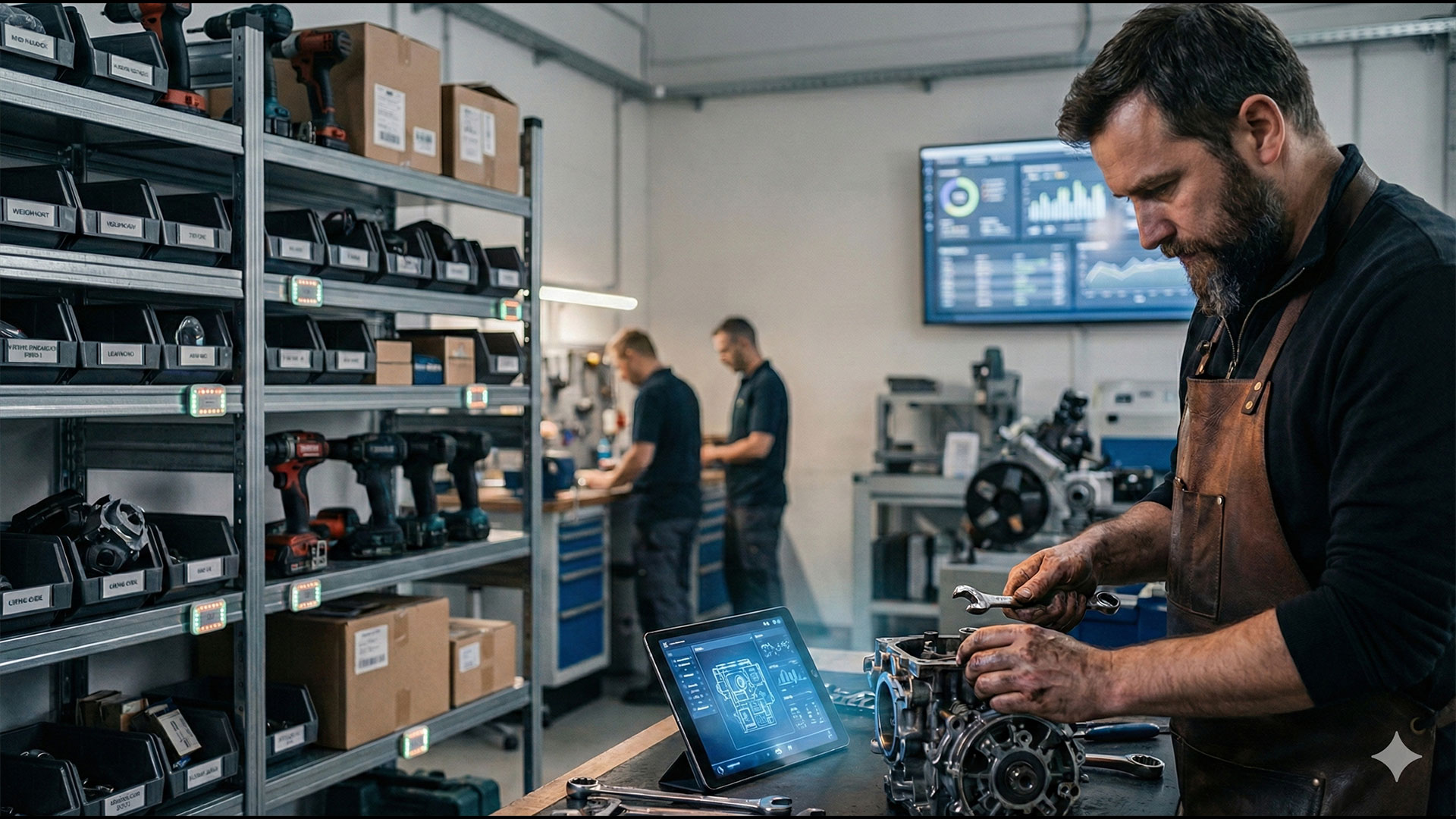 Einsatz von KI in der Werkstatt. Kundendaten und Produktdaten auf einen Blick.