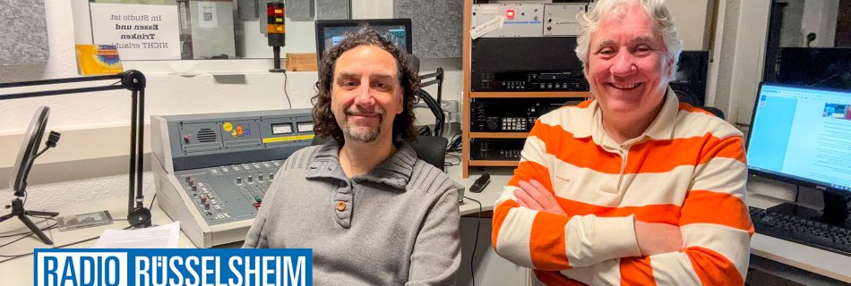 Jürgen Groder und Achim Weidner im Gespräch bei Radio Rüsselsheim