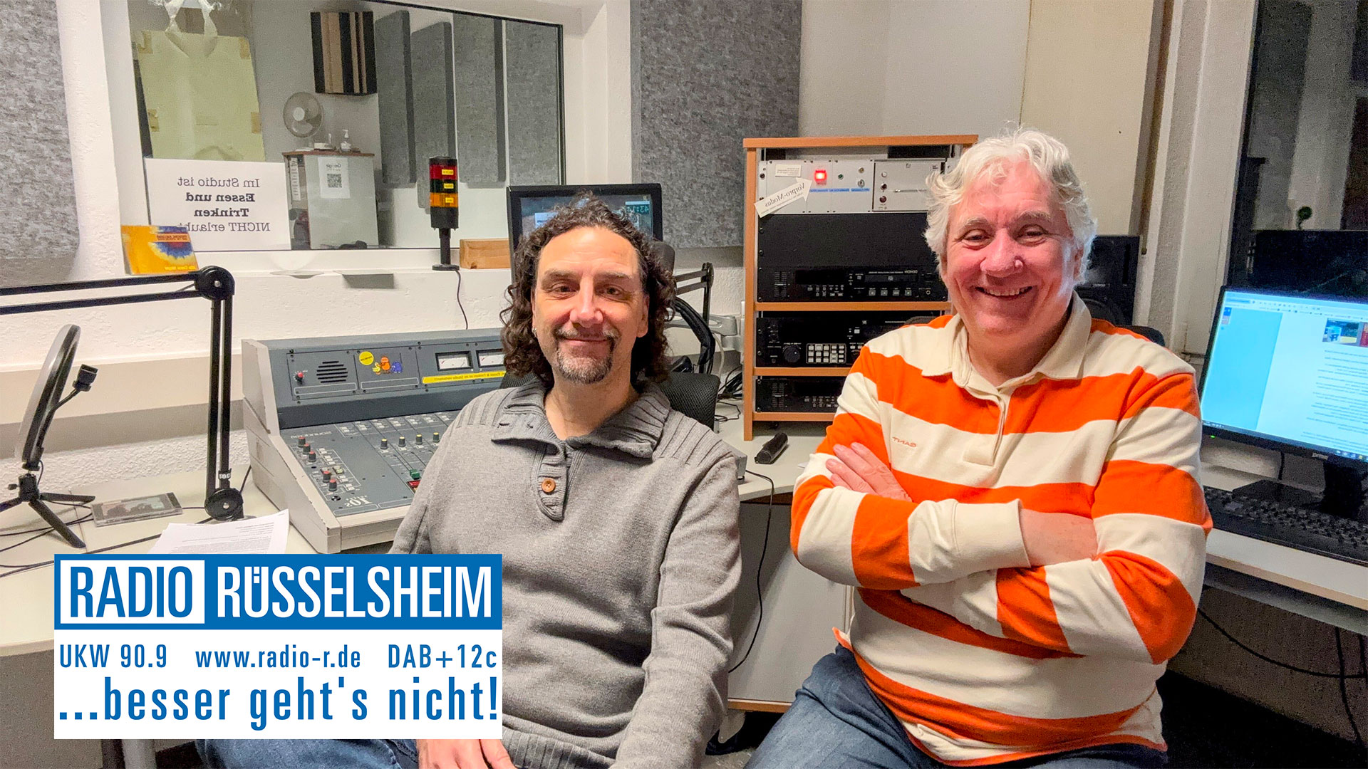 Jürgen Groder und Achim Weidner im Gespräch bei Radio Rüsselsheim