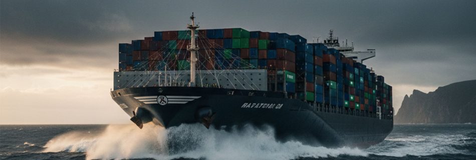 Containerschiff vor Klippen