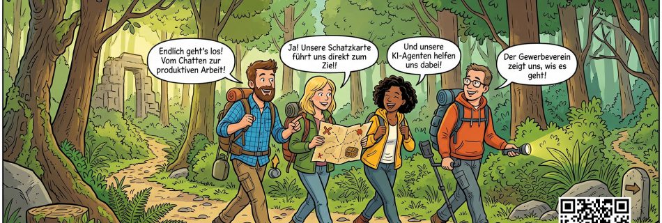 Mit dem Gewerbeverein Rüsselsheim auf Schatzsuche. Com Chatten zur Produktiven Arbeit mit KI-Agenten