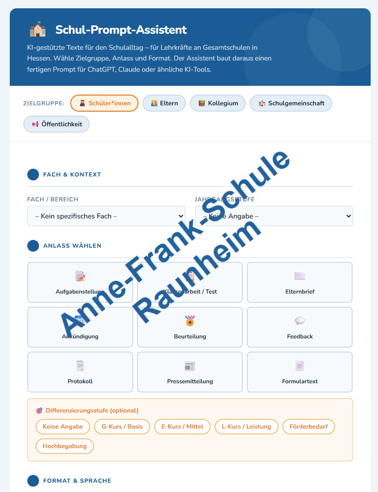 Promptgenerator - Aus dem Workshop ist ein Werkzeug geworden